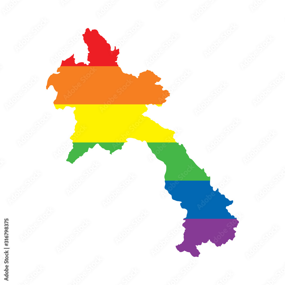 Fototapeta premium Laos LGBTQ gay pride flag map