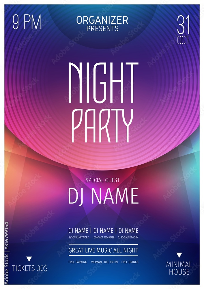 Electro Music Party Poster Template Dance Festival Background With Dj Face  Night Club Fkyer Design Stock Illustration  Download Image Now  iStock