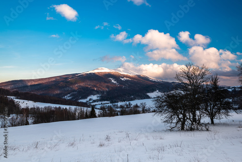 Fototapeta Naklejka Na Ścianę i Meble -  Cloudscape at Wetlina in Bieszczady Mountains, Poland at Winter Season