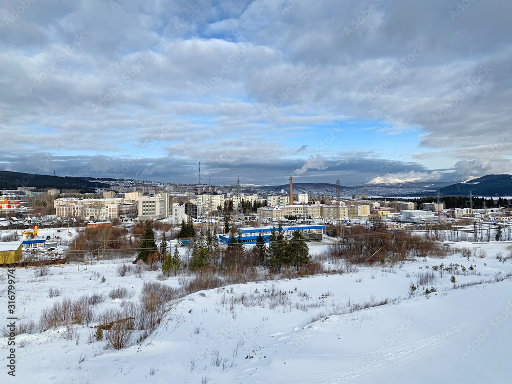 The city of Zlatoust in the winter, Chelyabinsk region, Russia