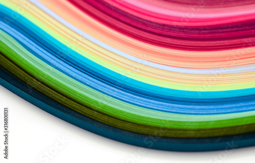 Horizontal Abstract color wave rainbow strip paper background.