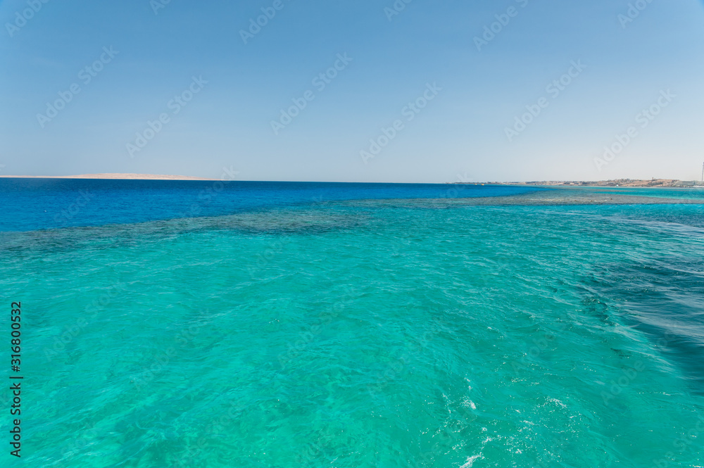 Fototapeta premium Egypt, Red Sea, blue clear water, horizon.