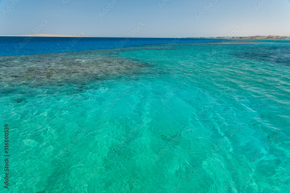 Fototapeta premium Egypt, Red Sea, blue clear water, horizon.