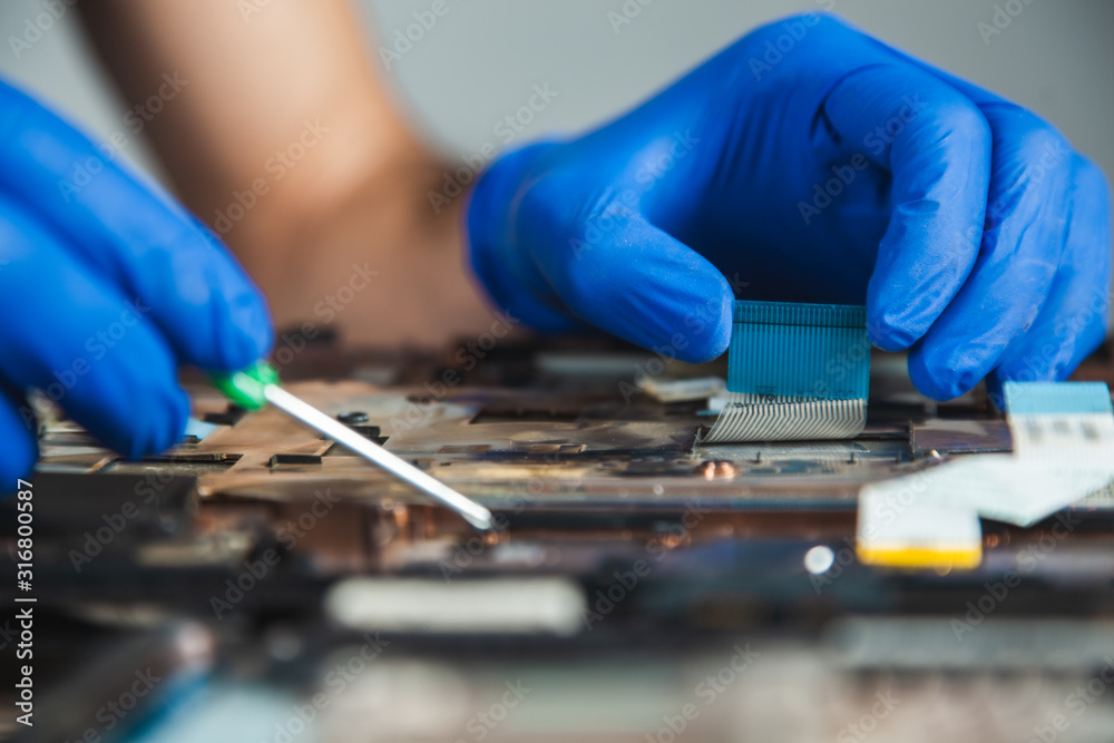 man with printed circuit board man with printed circuit board