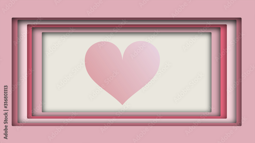 Paper cut hearts in the background frame with space to put text