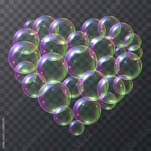 Soap bubbles in the shape of a heart