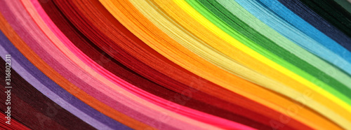 Fotografie, Obraz Horizontal Abstract vibrant color wave rainbow strip paper background