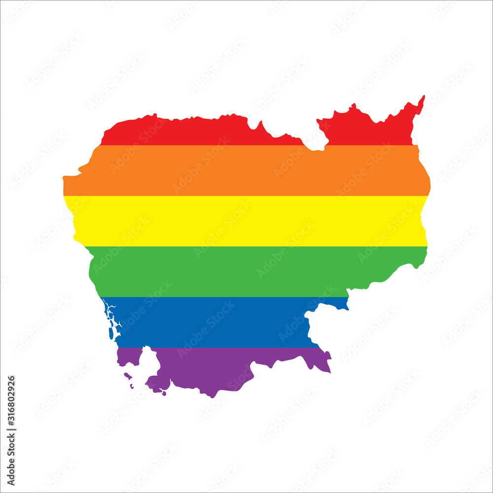 Cambodia LGBTQ gay pride flag map Cambodia LGBTQ gay pride flag map