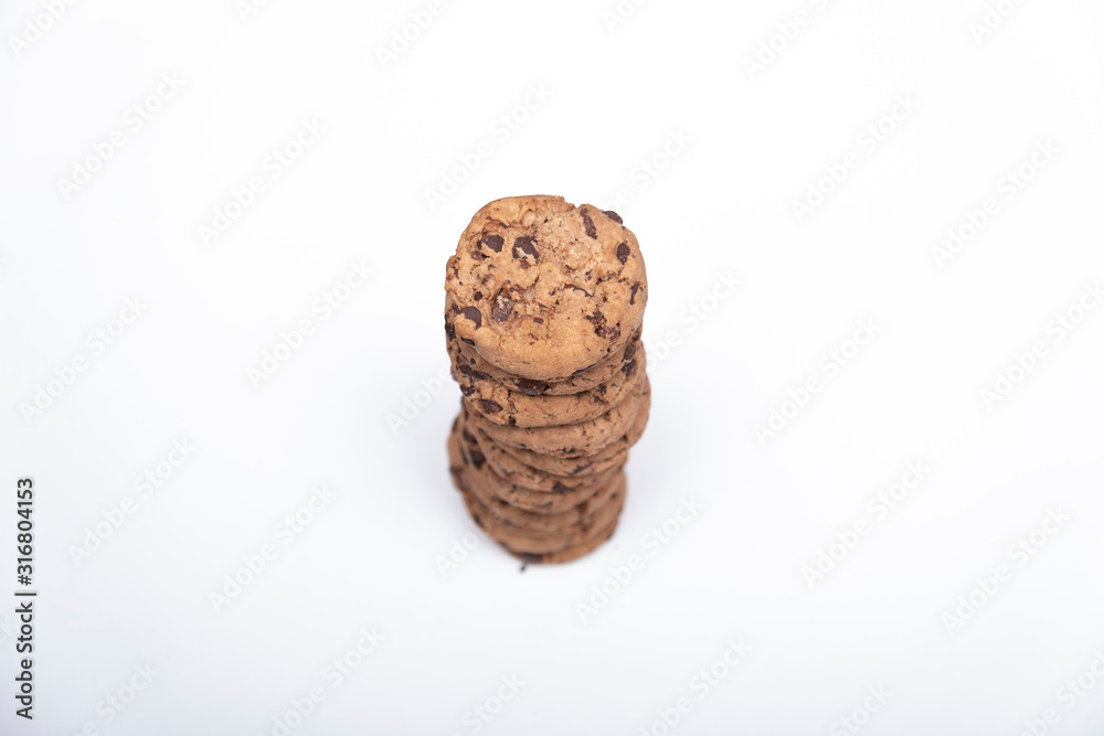 Stacked cookies with white background Stacked cookies with white background
