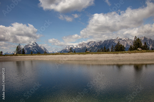 Alps in the vicinity of Seefeld. Lake of cold water. Seefeld, Tyrol, Austria