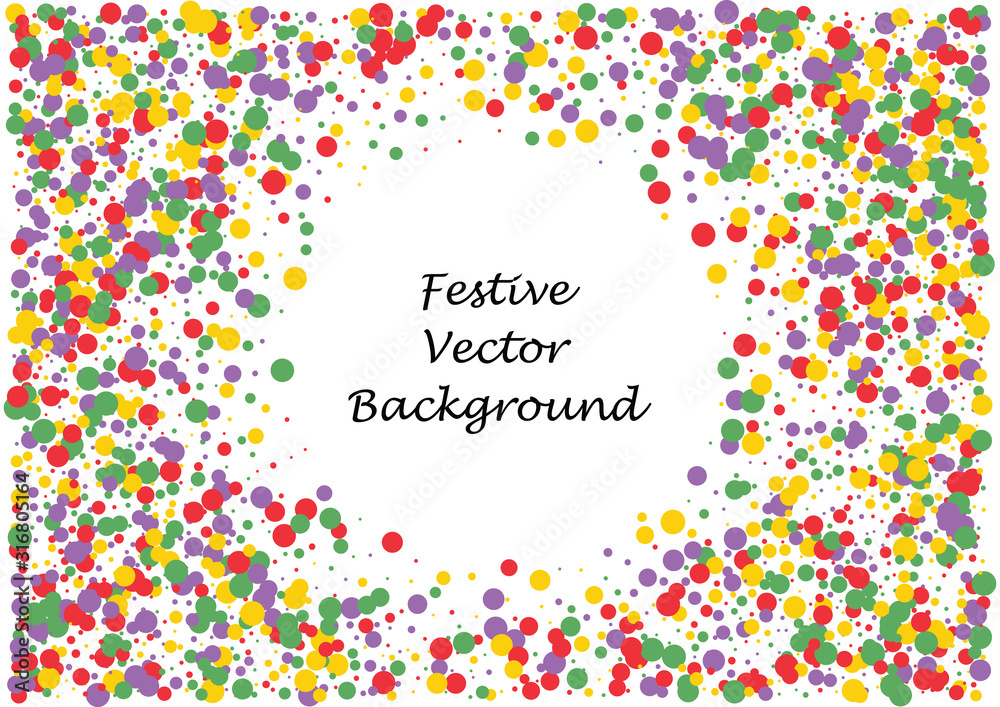 Festive color round confetti background. Abstract frame confetti texture for holiday, postcard, poster, website, carnivals, birthday and children's parties. Cover confetti mock-up. Wedding card layout Festive color round confetti background. Abstract frame confetti texture for holiday, postcard, poster, website, carnivals, birthday and children's parties. Cover confetti mock-up. Wedding card layout