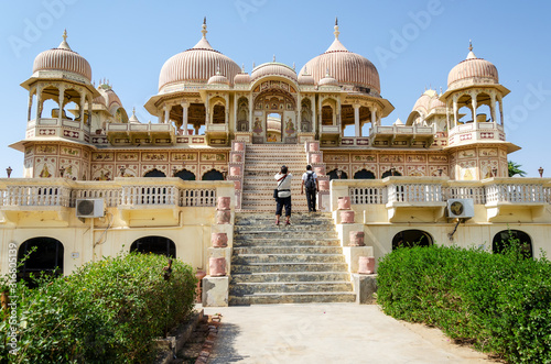 Old Haweli/Haveli house in Mandawa a medieval city in Rajasthan state in India. photo