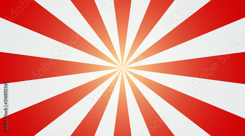 Abstract vintage sunlight of red and white background. Carnival circus tent top view style for circling animation. Star burst sun beam vector illustration.