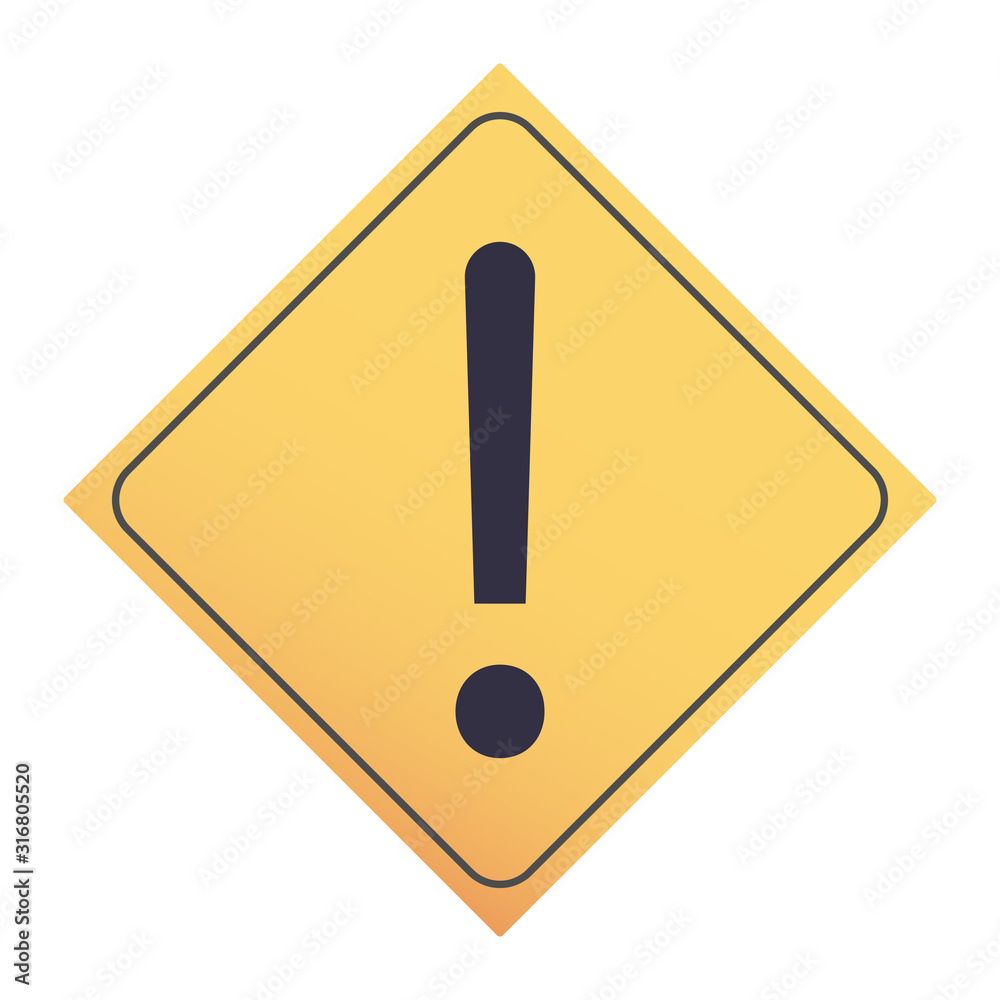 Vector symbol icon of attention, important and warning. Exclamation mark in the shape of a rhombus Vector symbol icon of attention, important and warning. Exclamation mark in the shape of a rhombus