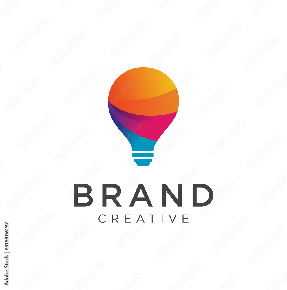 Bulb Logo Design Colorfull . Idea creative light bulb logo . Smart bulb tech logo icon . Bulb digital logo technology Idea