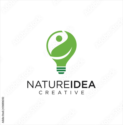 Bulb Eco Logo . leaf bulb logo. Ecology Bulb Lamp With Leaf Logo Save Energy Plant And Nature Concept Vector Stock Illustration . Nature Bulb Logo Design Template Vector