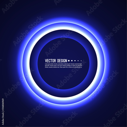 Vector abstract background with luminous circles. Round shining banner.