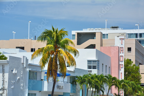 Art Deco style buildings architecture in Miami Beach.