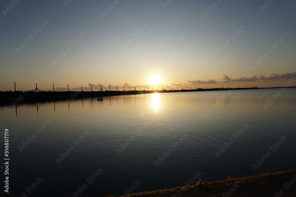 sunset on a salt lake sunset on a salt lake