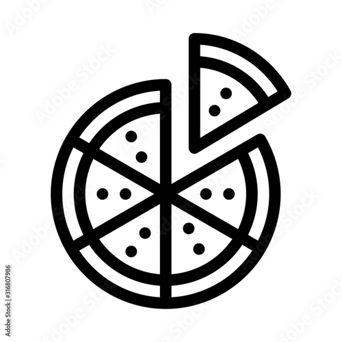 Sliced Pizza Icon Vector. Outline Sliced Pizza Sign. Isolated Contour Symbol Illustration