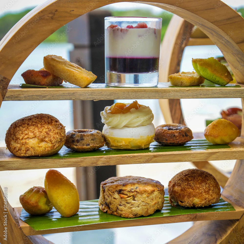 Many different kinds oef snacks and canape - cakes, sweets and ...