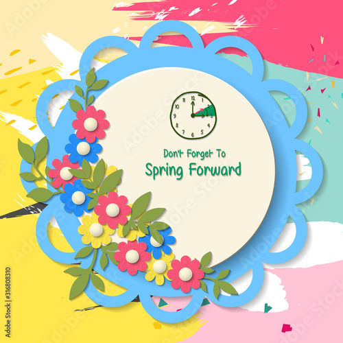 Spring Forward Banner. Daylight Saving Time Reminder - Spring Time Change.