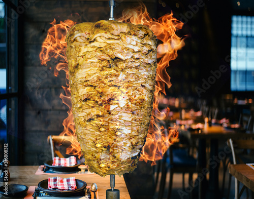 Shawarma chicken on the grill