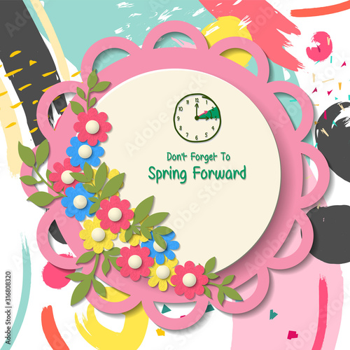 Spring Forward Banner. Daylight Saving Time Reminder - Spring Time Change.