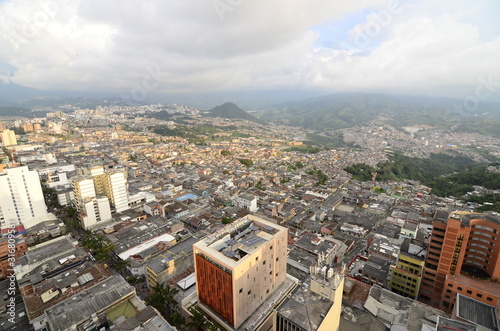  aerial panorama of downtown Manizales Colombia