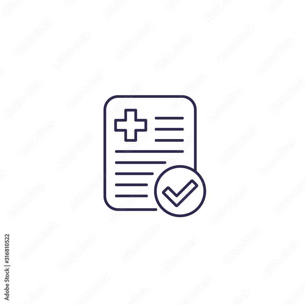 paid medical bill icon, line paid medical bill icon, line