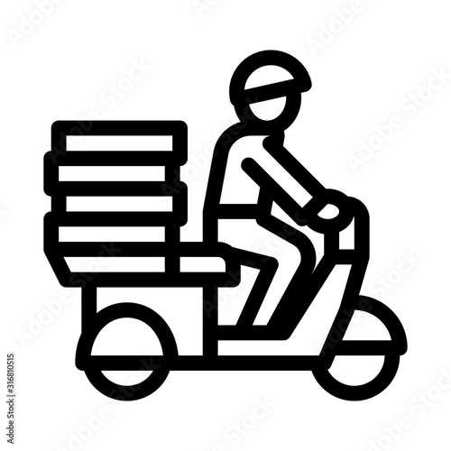 Pizza Delivery Icon Vector. Outline Pizza Delivery Sign. Isolated Contour Symbol Illustration