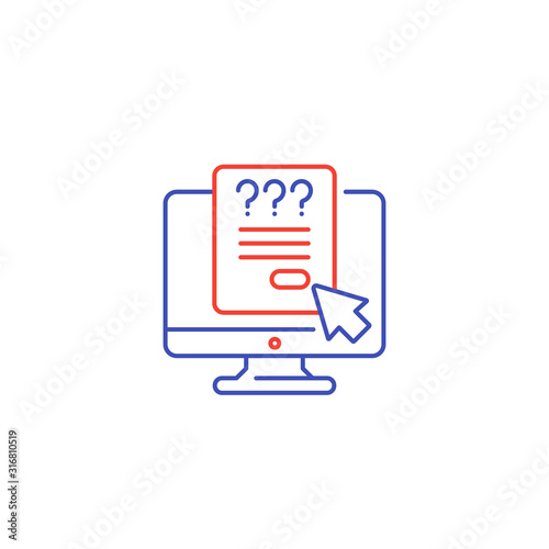 online survey, questionnaire, vector line icon