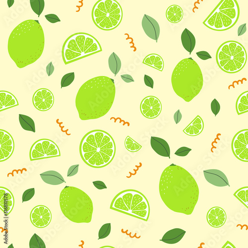 Citrus pattern. Lime. Seamless pattern background. Lemones texture vector.
