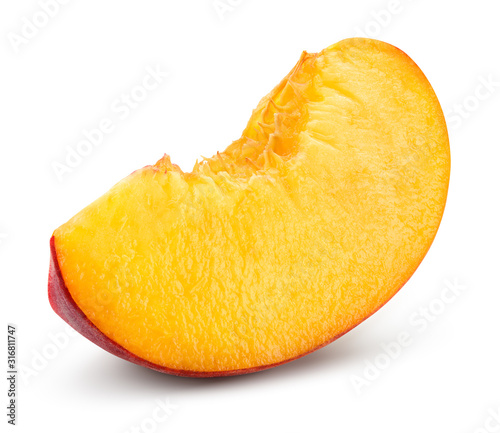 Peach slice with clipping path.