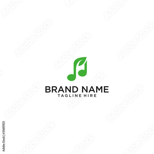 Note music logo with merging of leaves in it