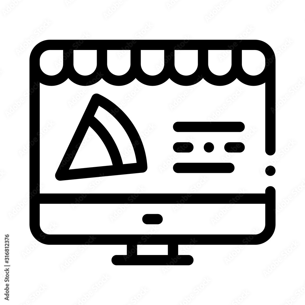 Pizza Site Order Icon Vector. Outline Pizza Site Order Sign. Isolated Contour Symbol Illustration Pizza Site Order Icon Vector. Outline Pizza Site Order Sign. Isolated Contour Symbol Illustration