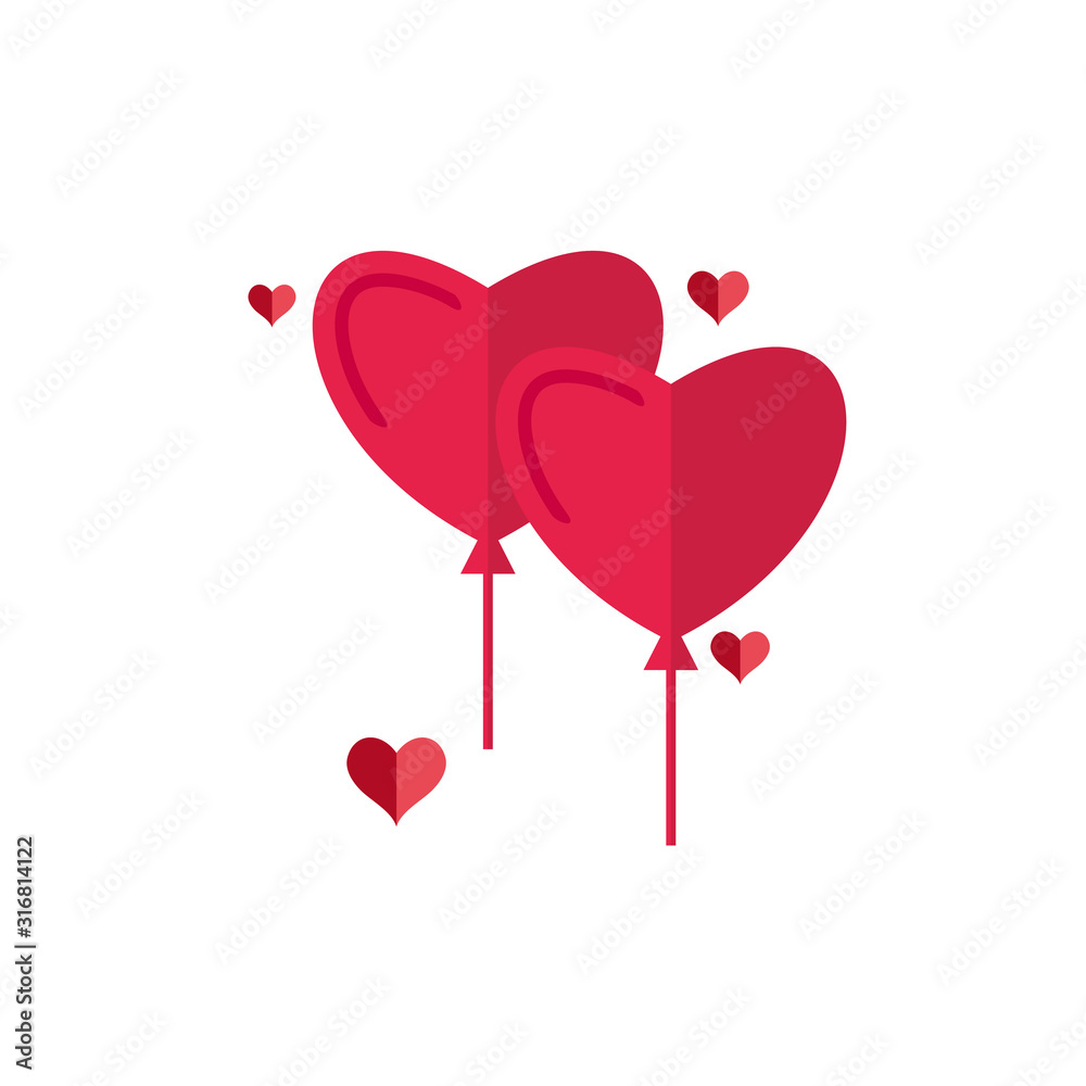Valentine icon. Heart balloon flat icon.
