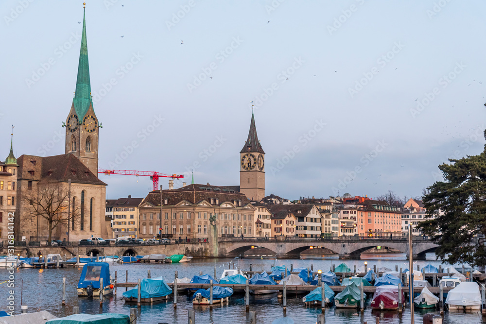 view zurich by the limmat river