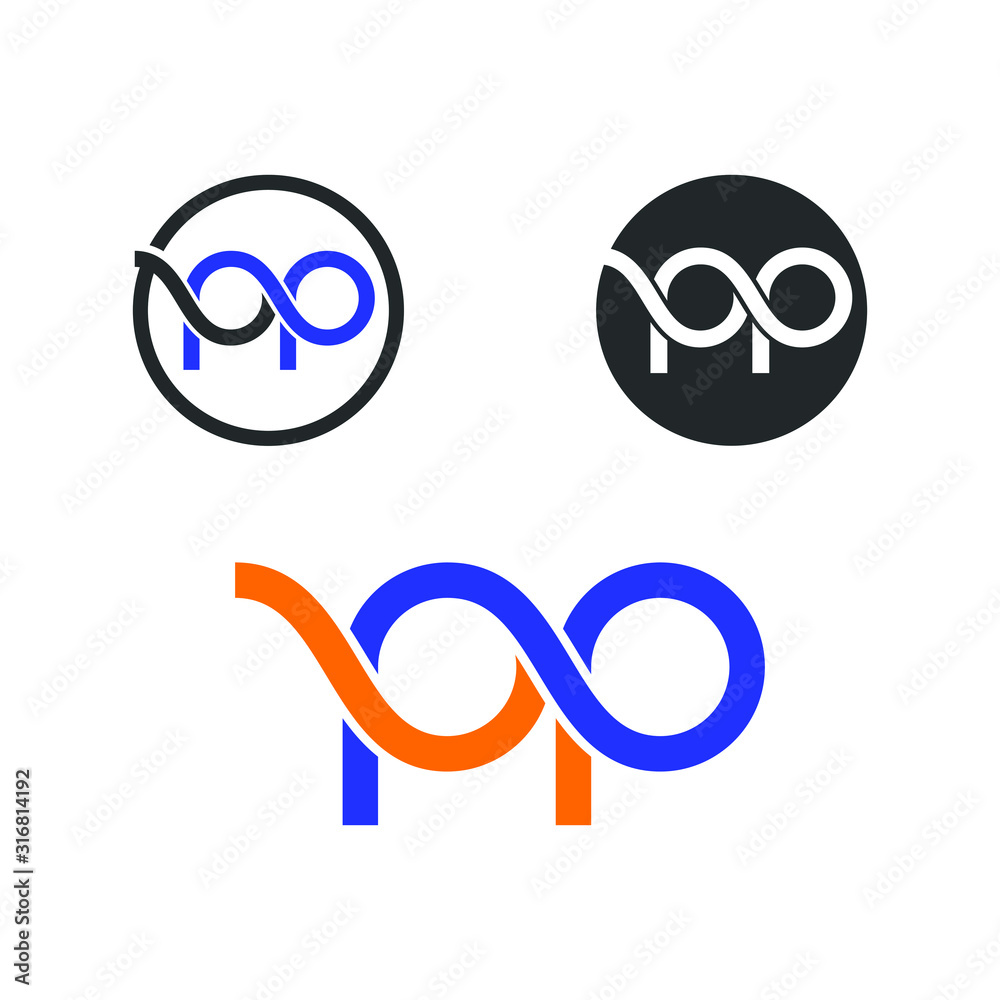P letter logo design in rounded shape, PP letter logo
