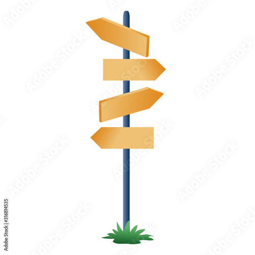 pole with pointers on the road indicate the direction in different directions, isolated object on a white background, © Oxana Kopyrina