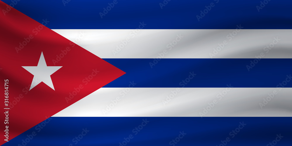 Waving flag of Cuba. Vector illustration