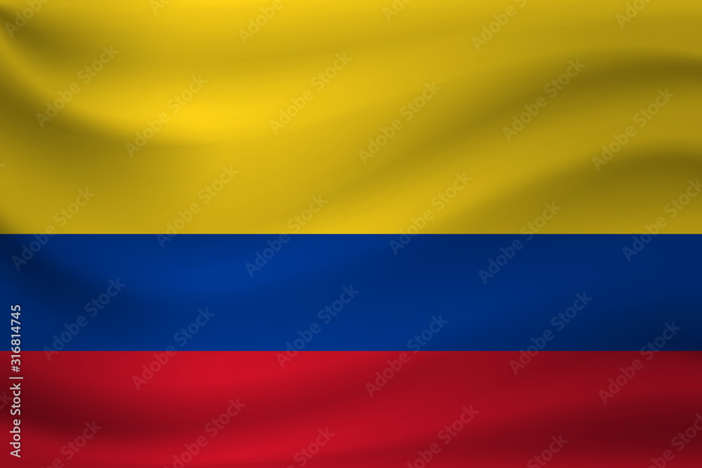 Fototapeta premium Waving flag of Colombia. Vector illustration
