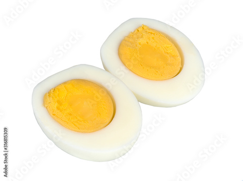 Two halfs of the egg isolated on a white background