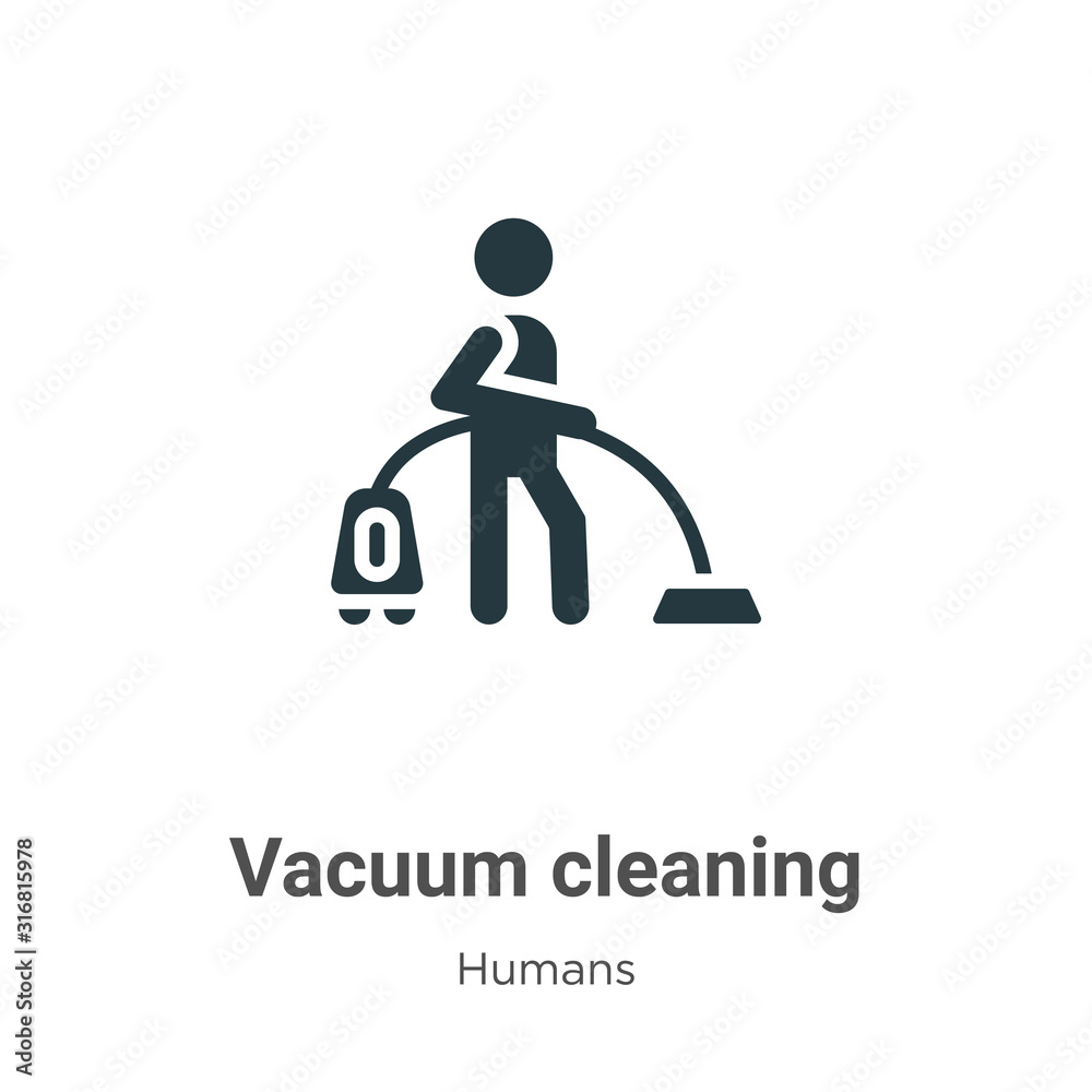 Vacuum cleaning glyph icon vector on white background. Flat vector