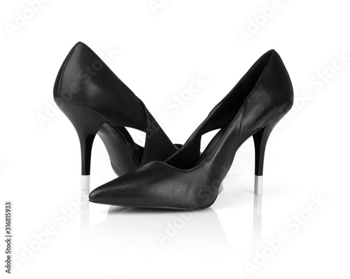 black high heel women shoes isolated on white background