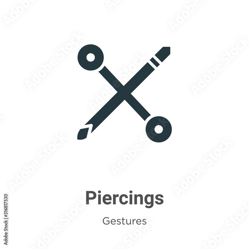 Piercings glyph icon vector on white background. Flat vector piercings icon symbol sign from modern gestures collection for mobile concept and web apps design.