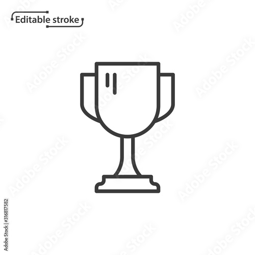 Trophy cup line vector icon. Editable stroke. 