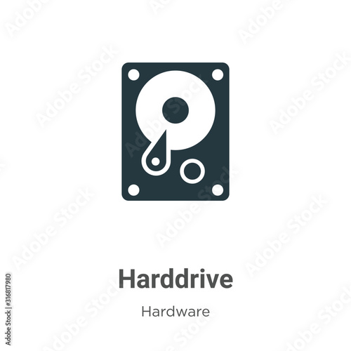 Harddrive glyph icon vector on white background. Flat vector harddrive icon symbol sign from modern hardware collection for mobile concept and web apps design.