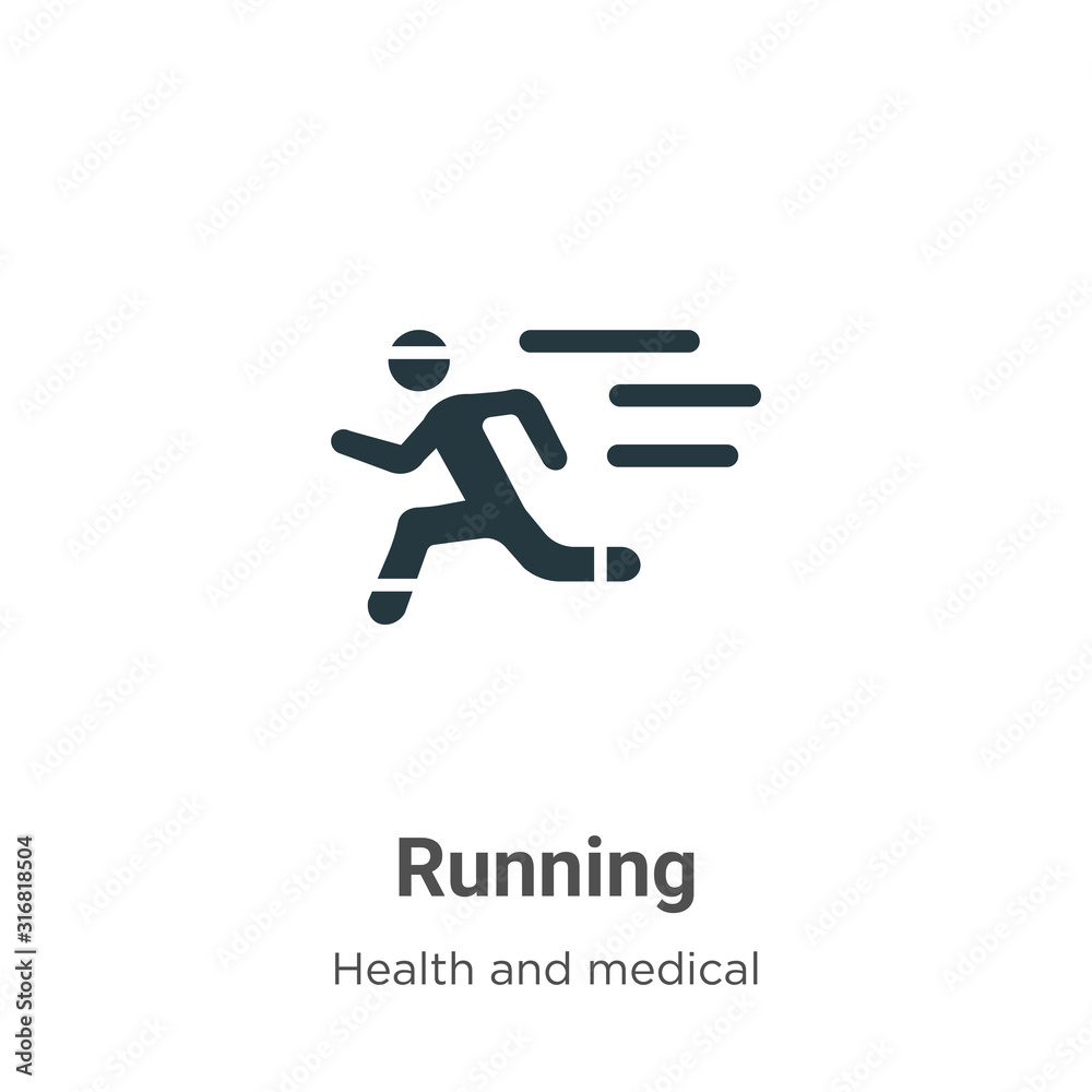 Running glyph icon vector on white background. Flat vector running icon symbol sign from modern health collection for mobile concept and web apps design.