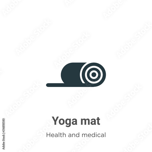 Yoga mat glyph icon vector on white background. Flat vector yoga mat icon symbol sign from modern health collection for mobile concept and web apps design.